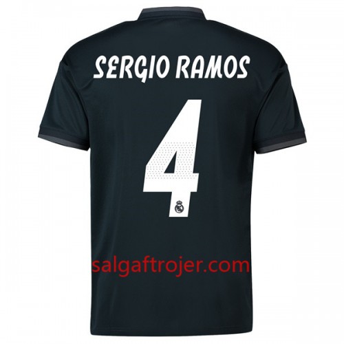 Real Madrid Fodboldtrøjer Sergio Ramos 4 Udebanesæt 2018/19 Kort ærmer Real Madrid Fodboldtrøjer Sergio Ramos 4 Udebanesæt 2018/19 Kort ærmer